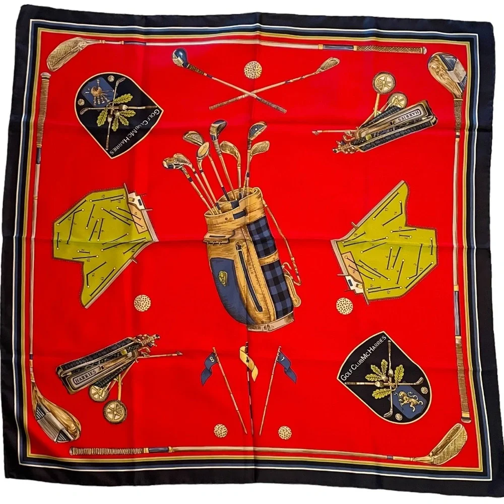 New! Golf Club Mc Harries Collection 100% Silk Square Scarf 34x34
